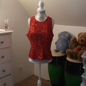 Vintage, silk paillette covered tank.